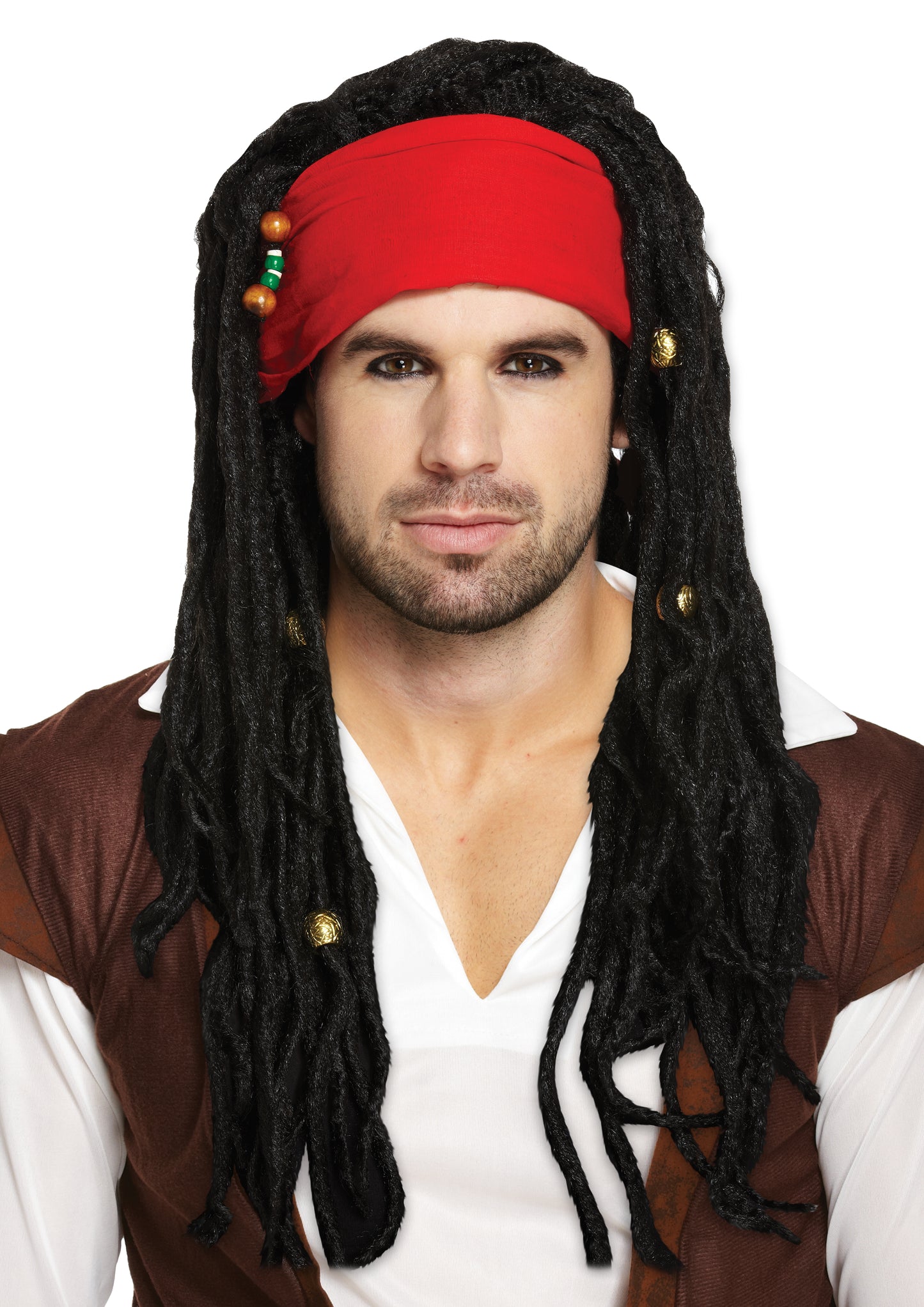 Adults Caribbean Pirate Wig with dreadlocks and banda
