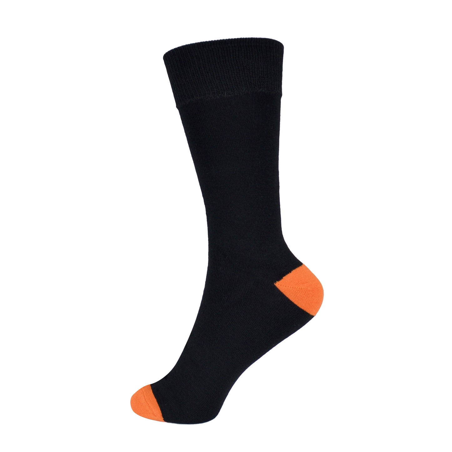 6 Pairs Men's Black Bamboo Socks with Coloured Heels and Toes