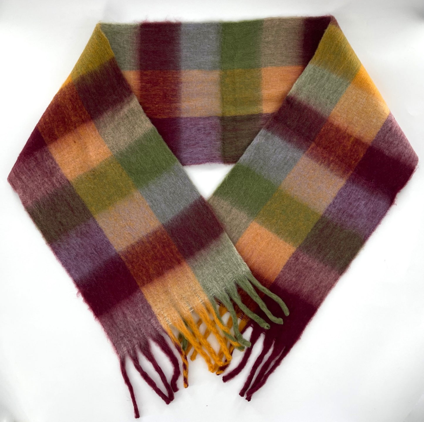 Ladies Supersoft Checked Blanket Scarf with Tassels