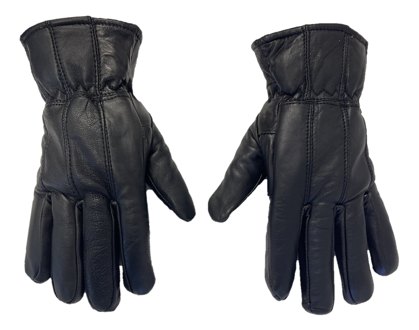 Men's Super Soft Warm Black Sheepskin Leather Gloves with Warm Fleece Lining