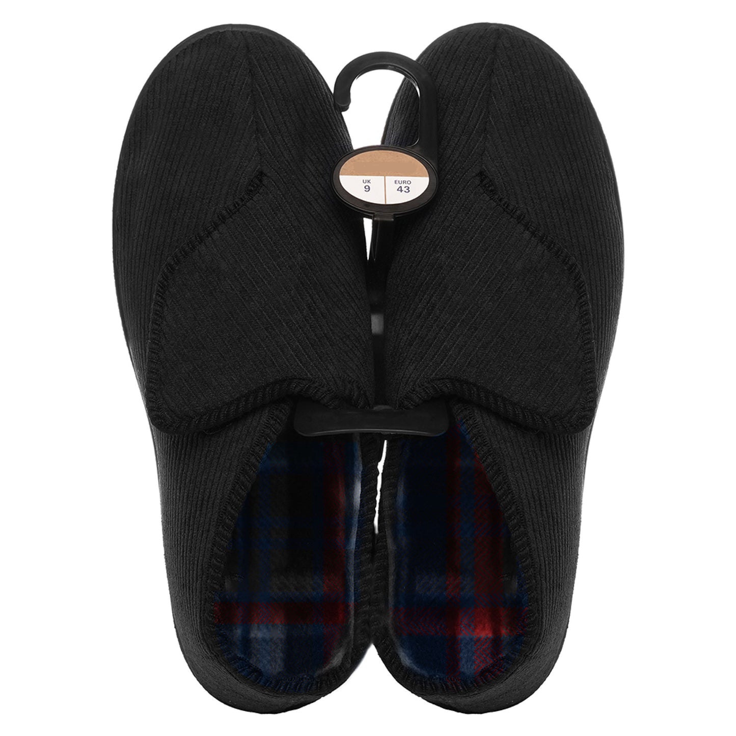 Men's Cord Adjustable Easy Close Bootie Slippers with Fleece Lining