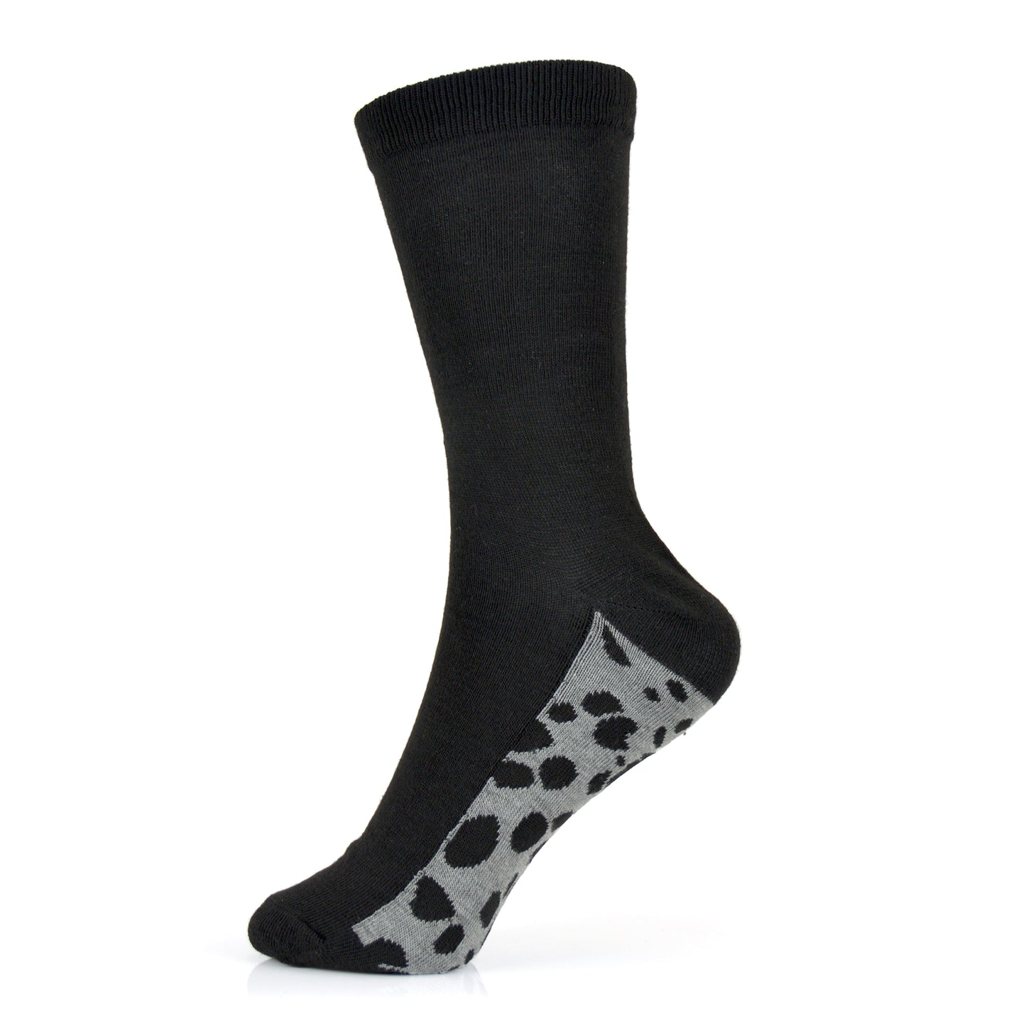 6 Pairs Ladies Black Ankle Socks with Animal Print Soles