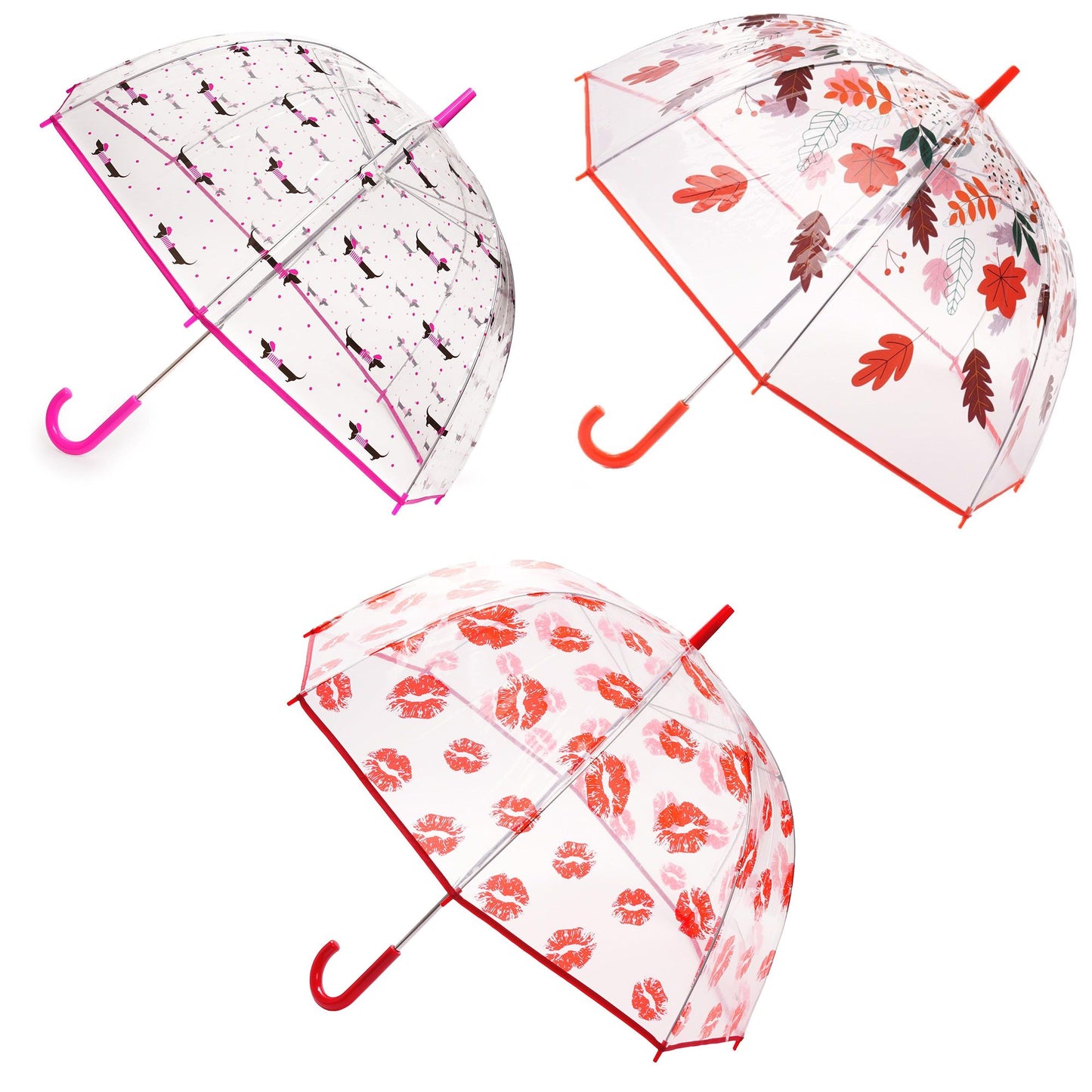 Ladies Transparent Dome Stick Umbrella - 3 Stylish Designs