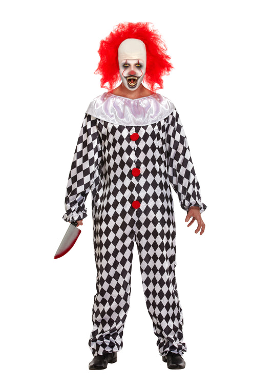 Adult Halloween Scary Clown With Wig Fancy Dress Costume