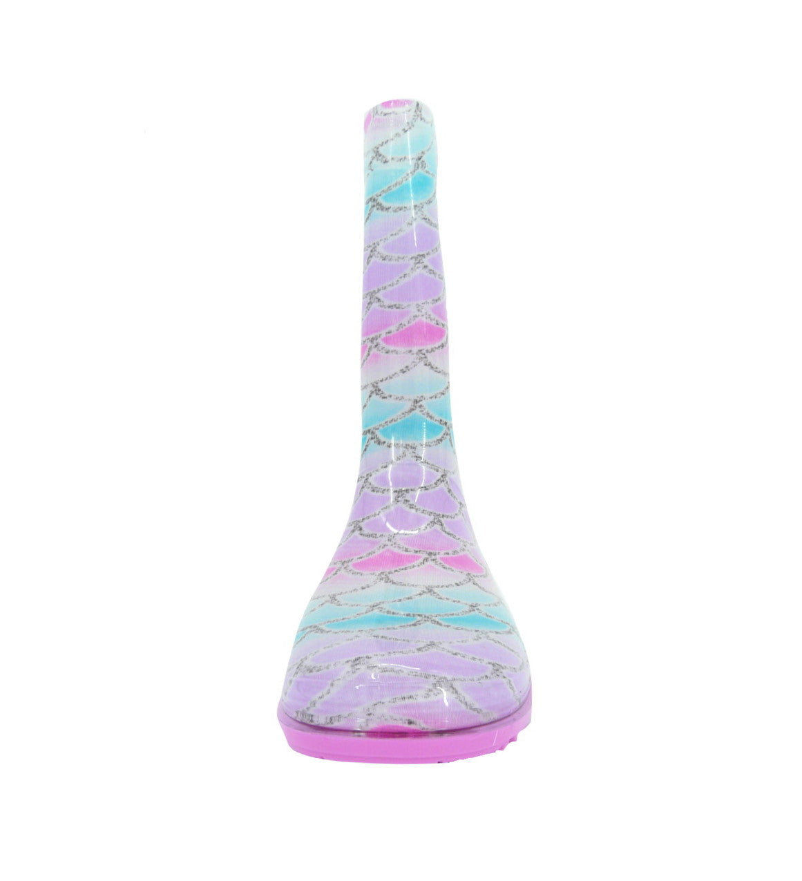 Girls Mermaid Wellies Pink and Turquoise Mermaid Scale Pattern PVC Wellies