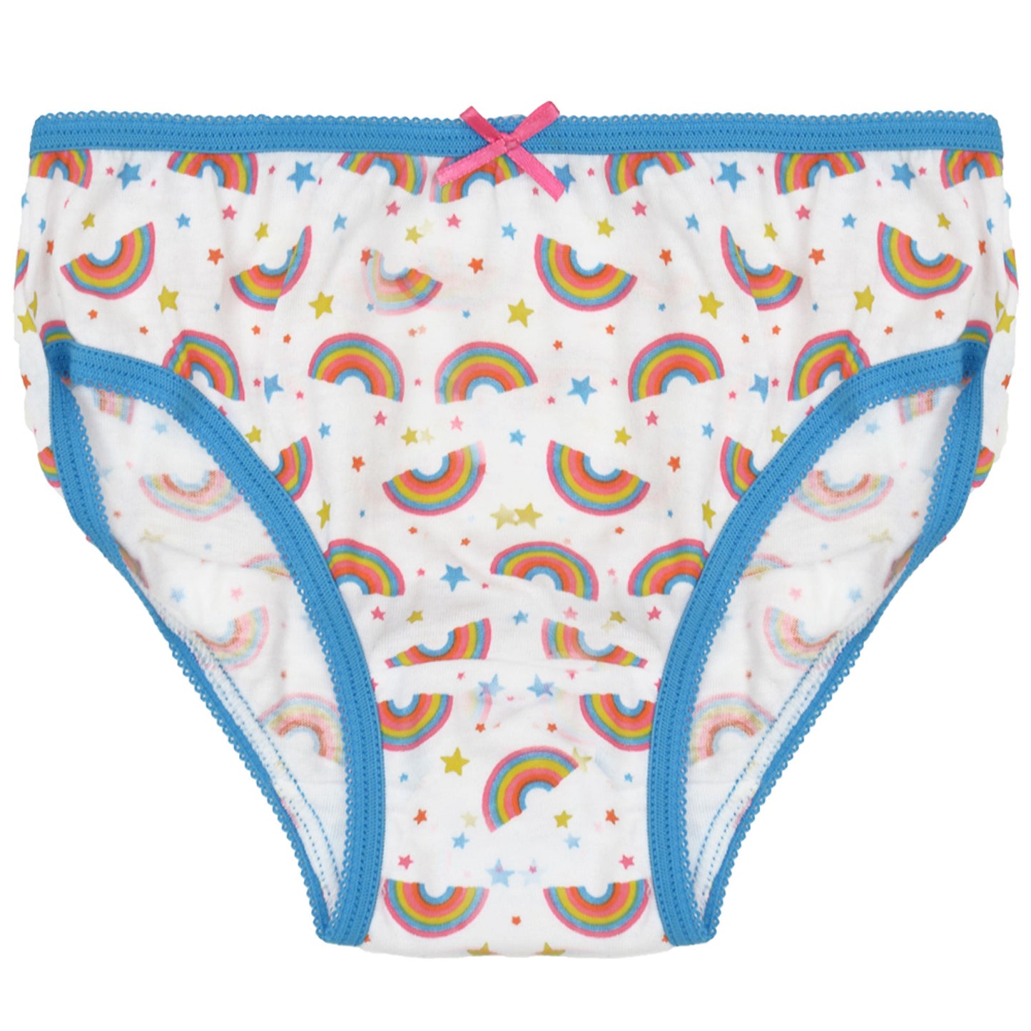 6 Pack Rainbow Pattern Girls Cotton Blend Knickers Panties Briefs Underwear