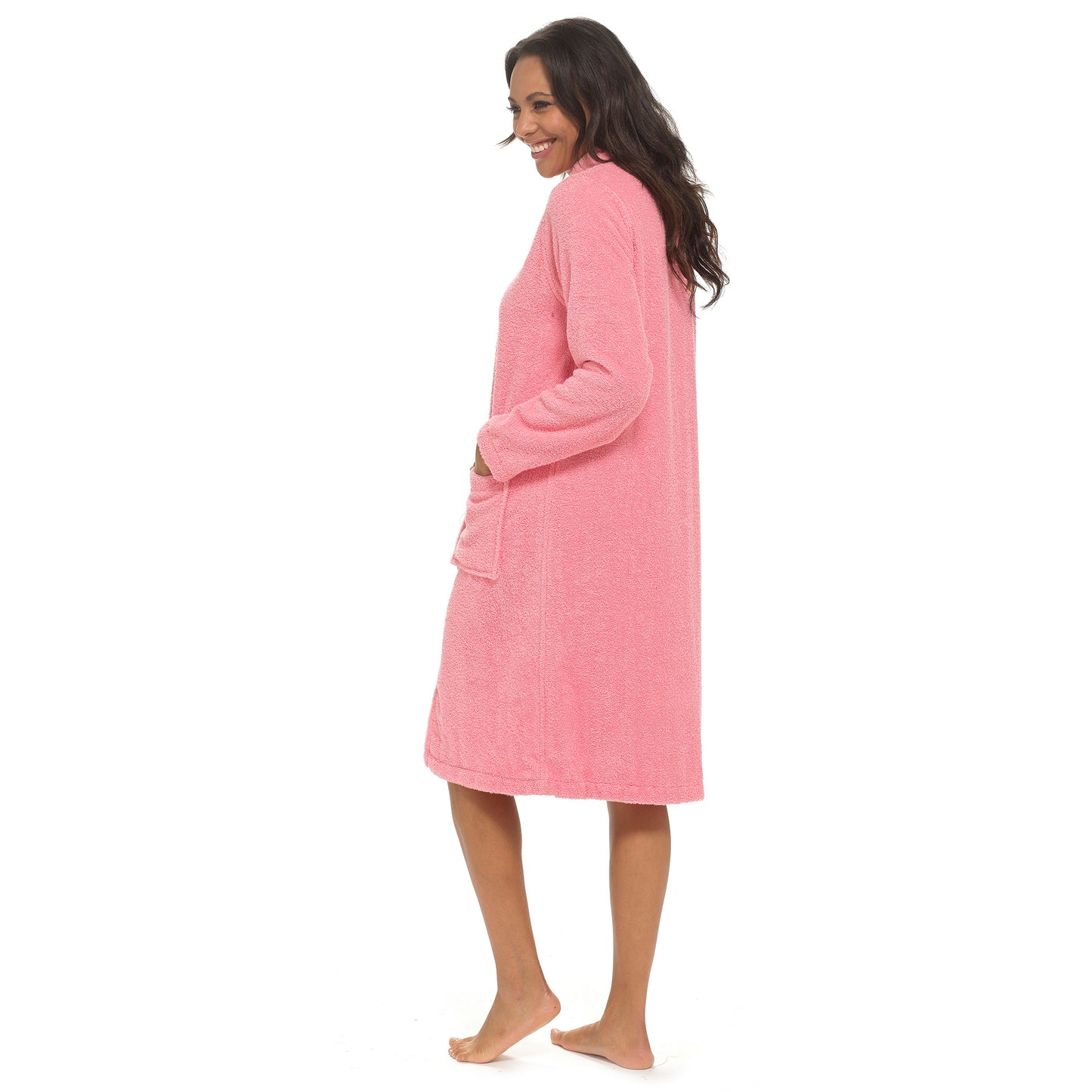 Ladies 100% Cotton Terry Towelling Zip Up Bath Robe Dressing Gown House Coat