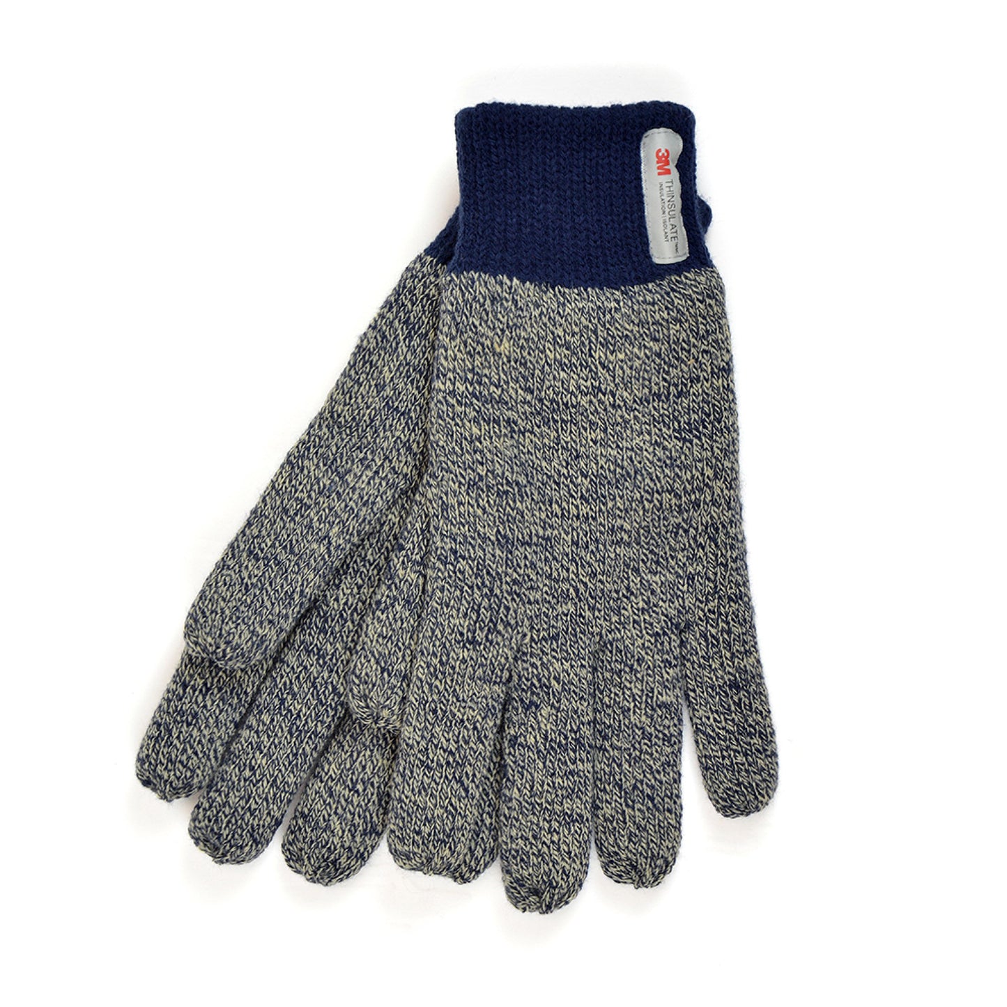Men’s Thinsulate Chunky Knit Thermal Hat & Gloves Winter Set – Blue or Black M/L