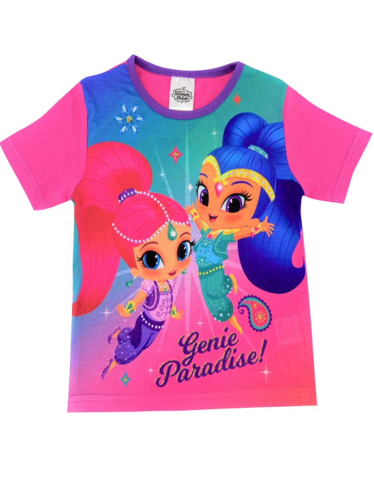 Girls Shimmer & Shine Shortie Pyjamas – Genie Paradise Summer PJs 18-24m 2-3yrs