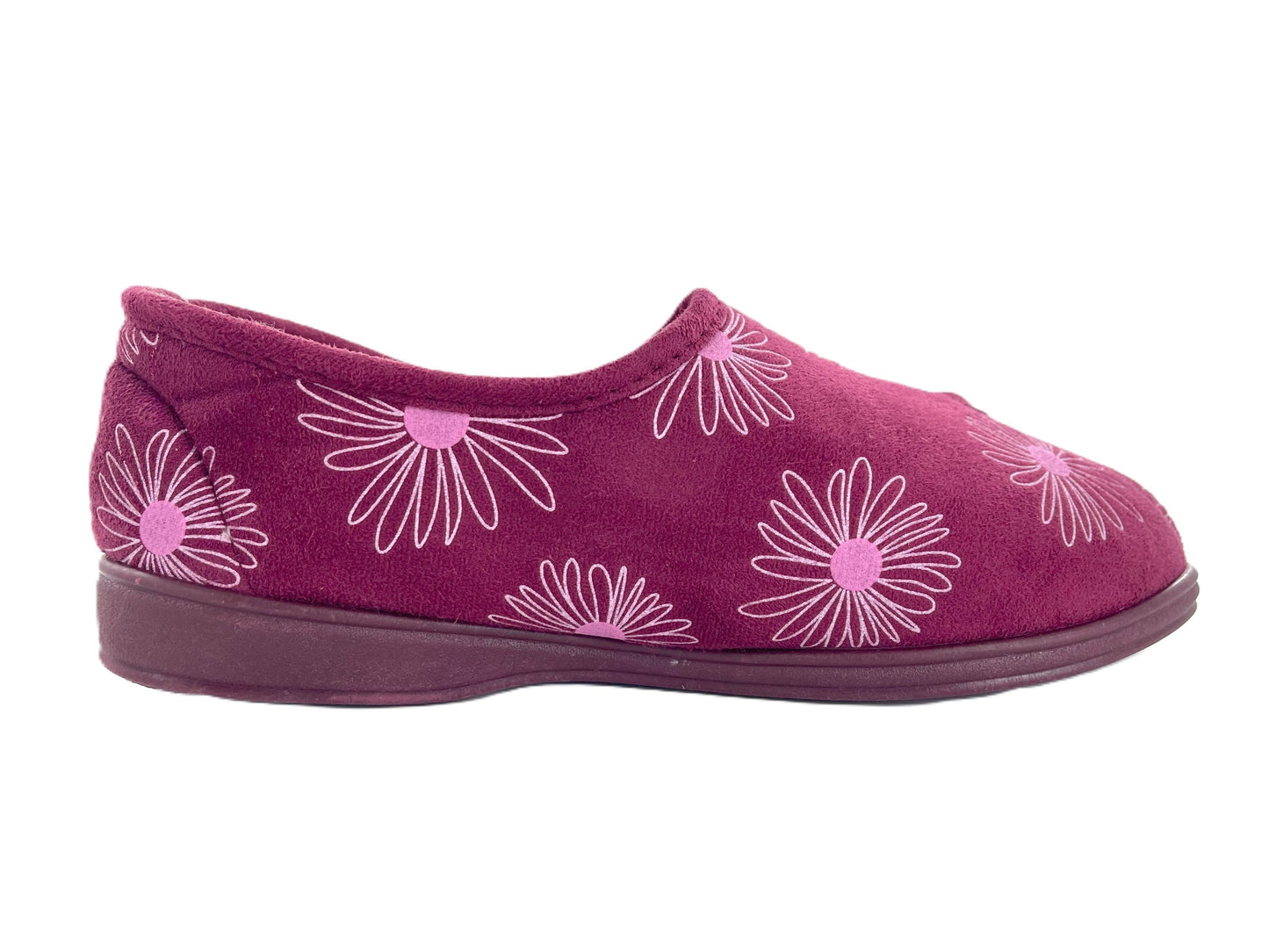 Dunlop Ladies' Memory Foam Slippers Daisy Print - Easy Access - Adjustable Strap - Machine Washable - UK 3-8 - Blueberry or Plum