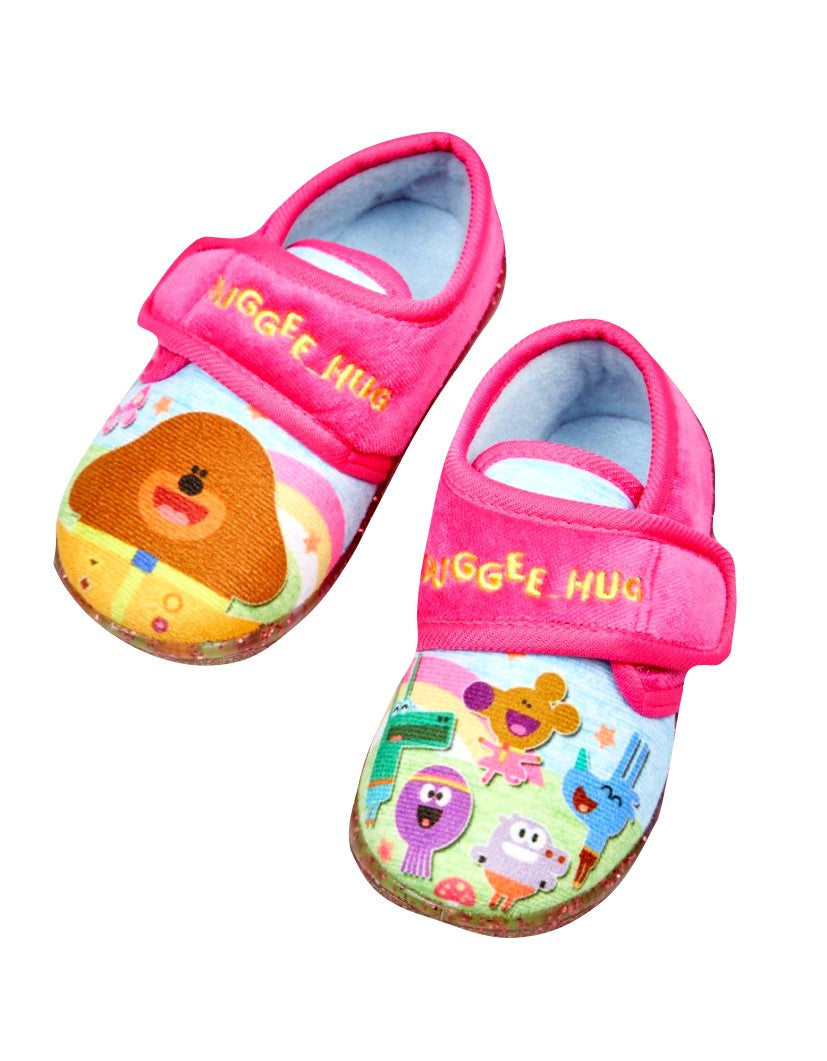 Hey Duggee Girls Pink Easy Close Glitter Sole Slippers