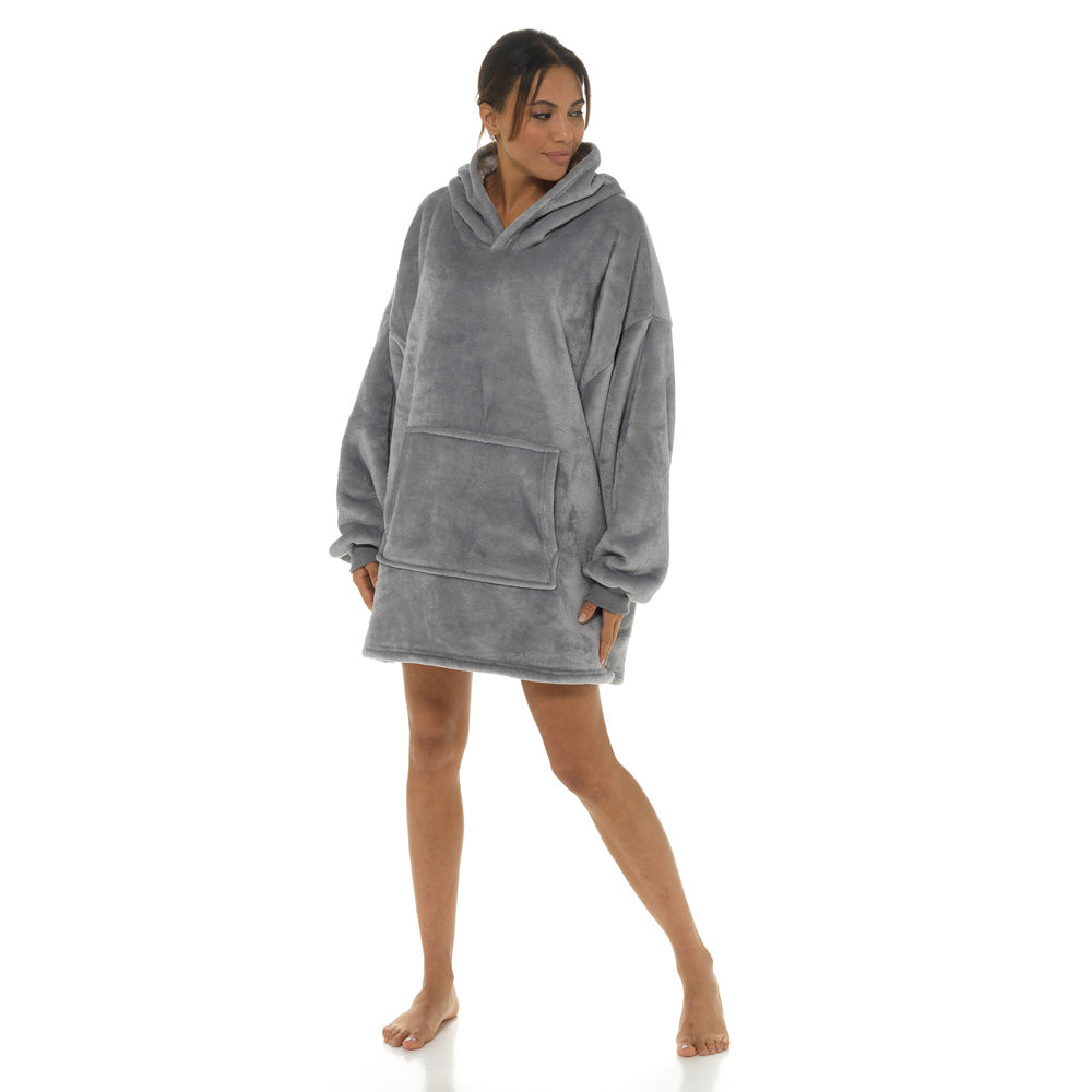 Ladies Snuggly Sherpa-Lined Oversized Hoodie Wearable Blanket