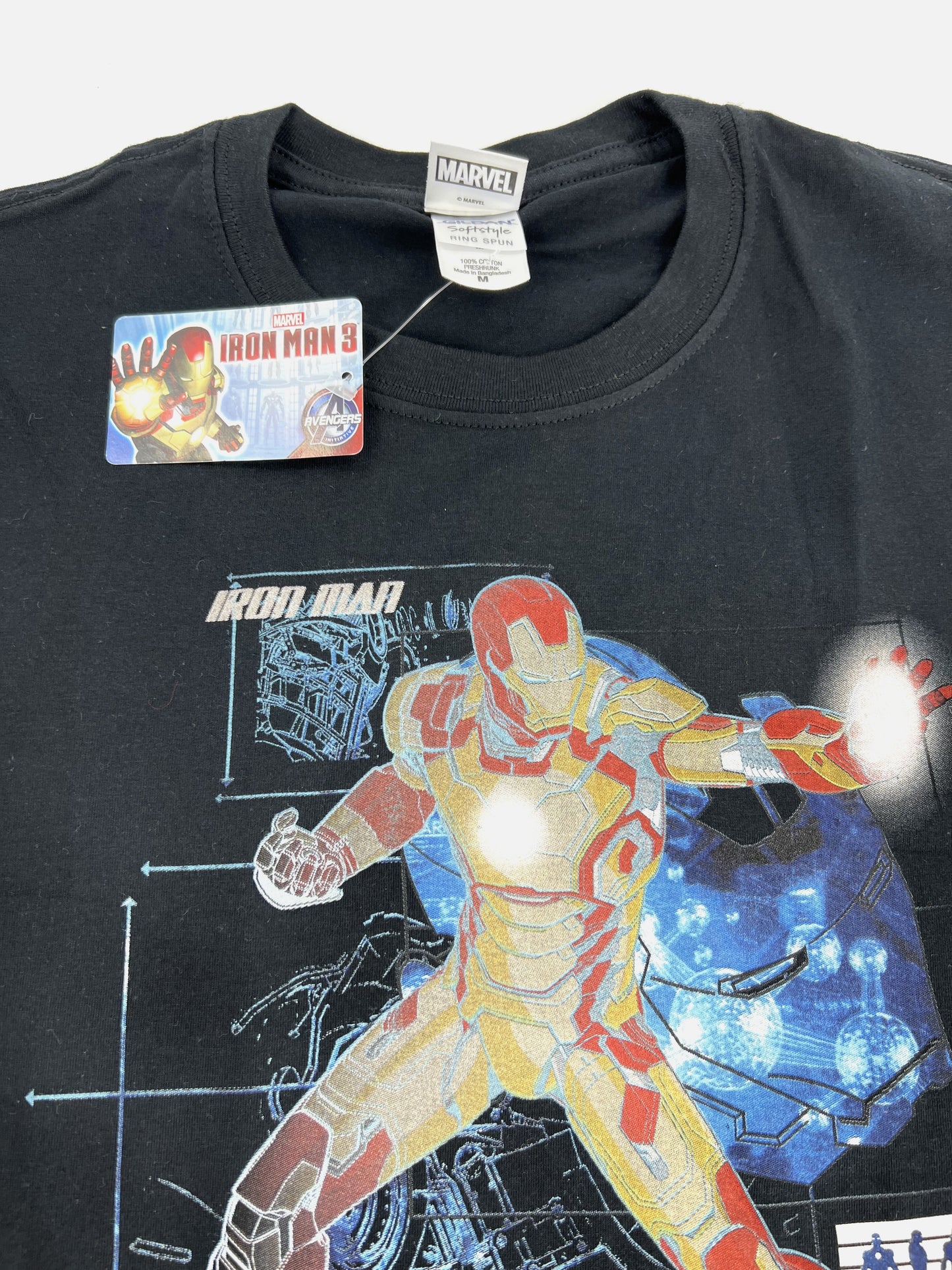 Iron Man Marvel Avengers Adults Black T-Shirt Medium