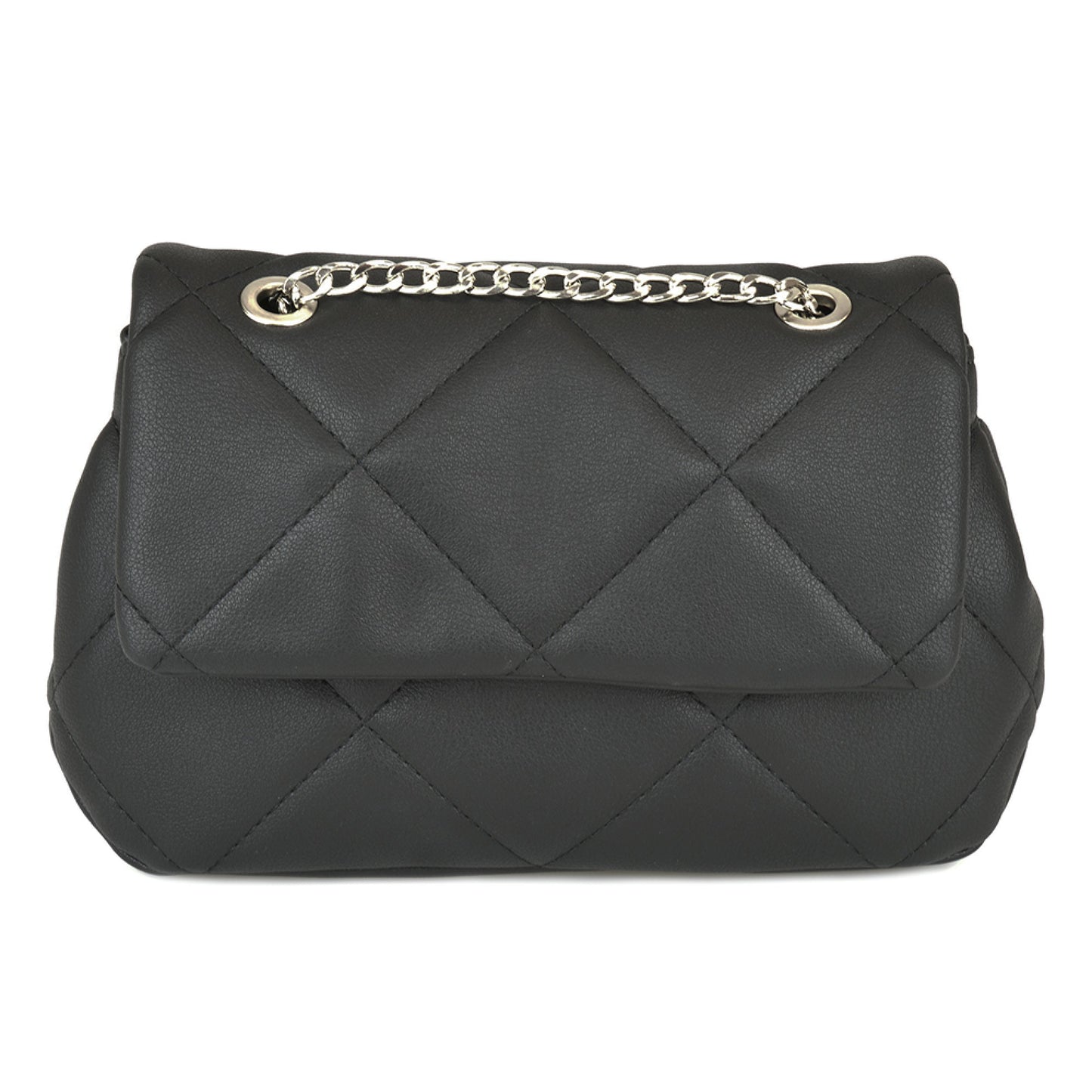 Ladies Versatile Black Quilted Cross Body Bag with Adjustable Chain Strap