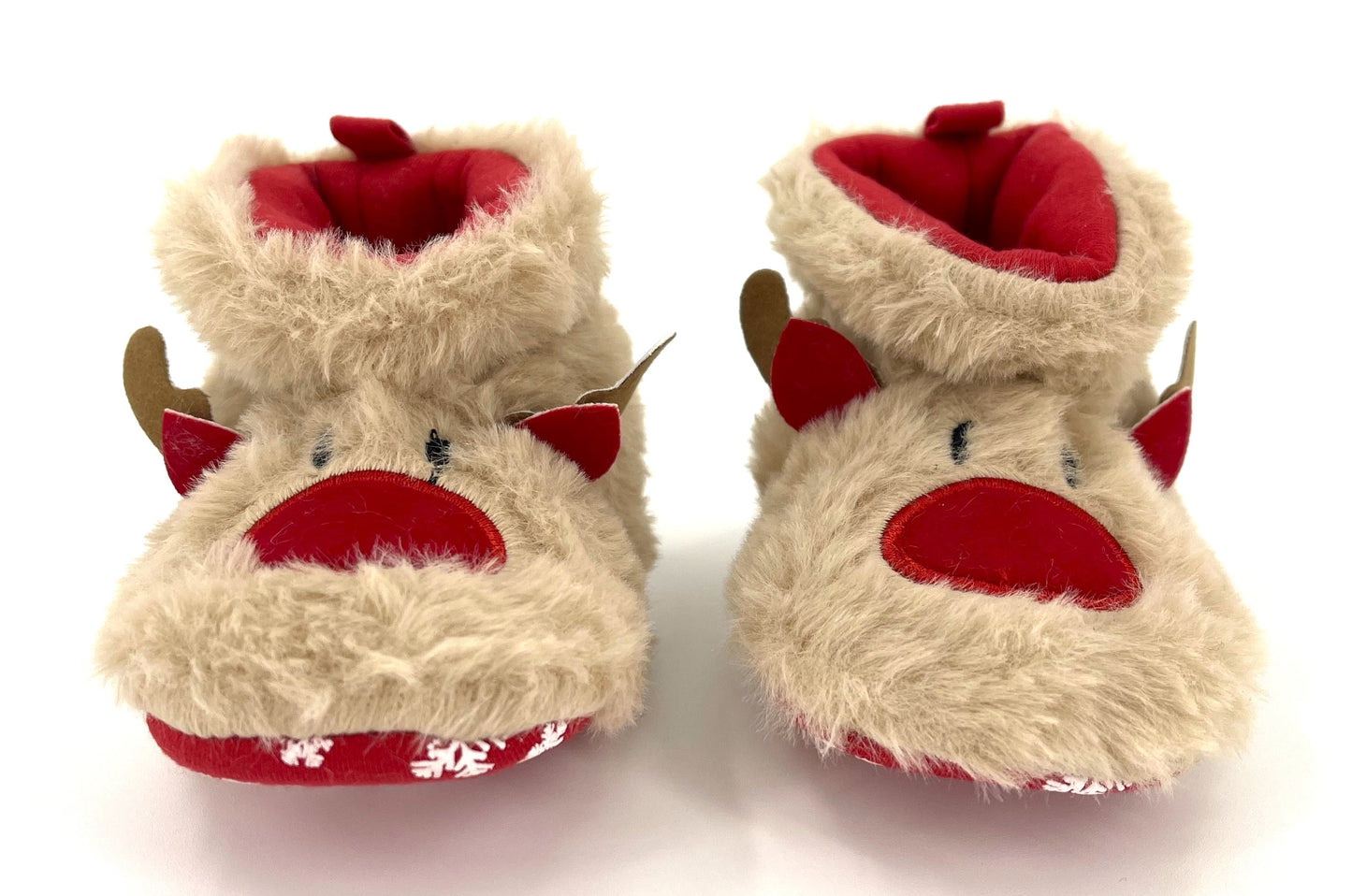 Baby's Rudolph Reindeer Faux Fur Christmas Bootie Slippers