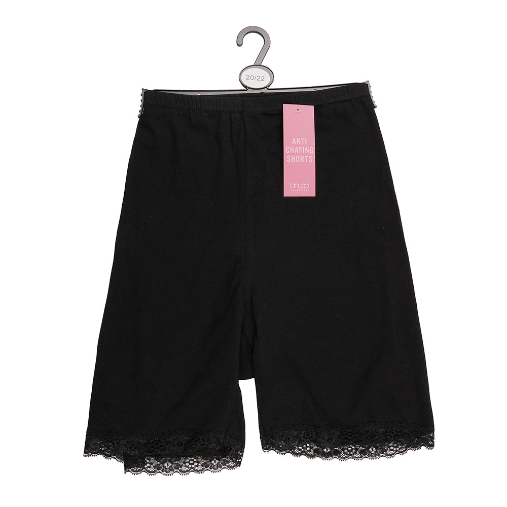 Ladies Anti Chafing Shorts 2 Pack Cotton Stretch Lace Trim Under Skirt