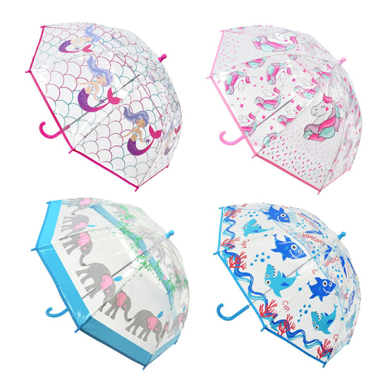 Children's Dome Umbrella Kids' Lightweight Transparent PVC Stick Brolly