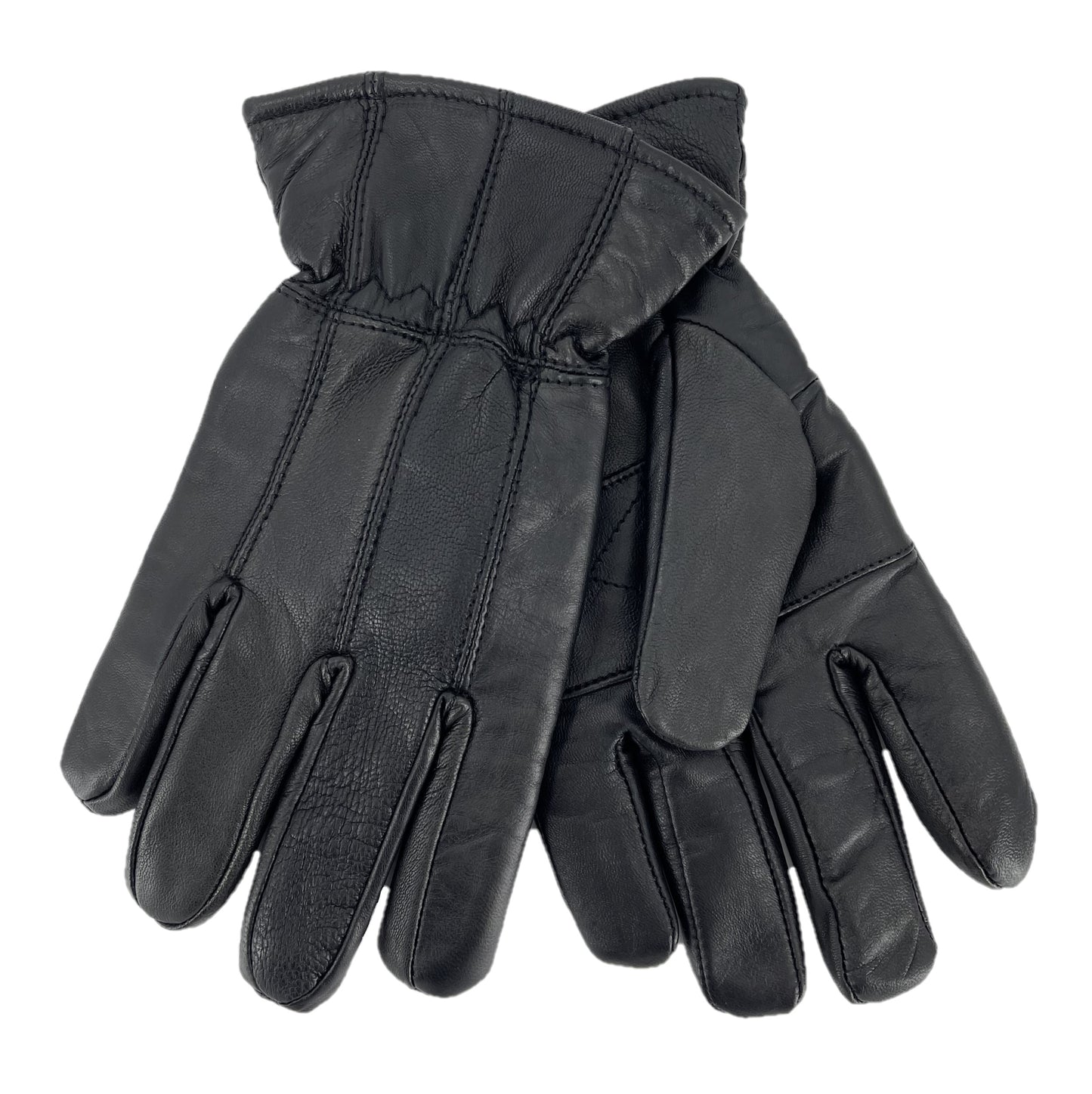 Men's Super Soft Warm Black Sheepskin Leather Gloves with Warm Fleece Lining
