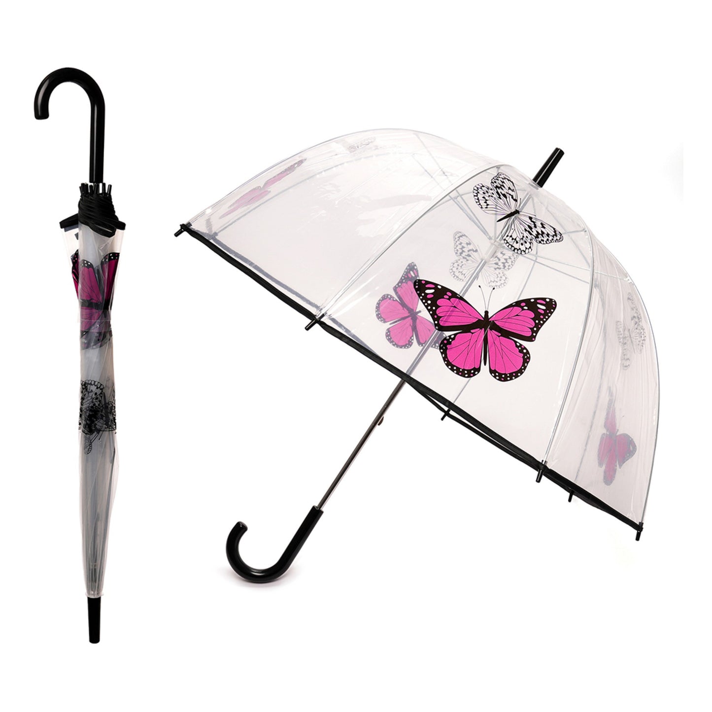 Ladies Transparent Dome Stick Umbrella - 4 Stylish Designs