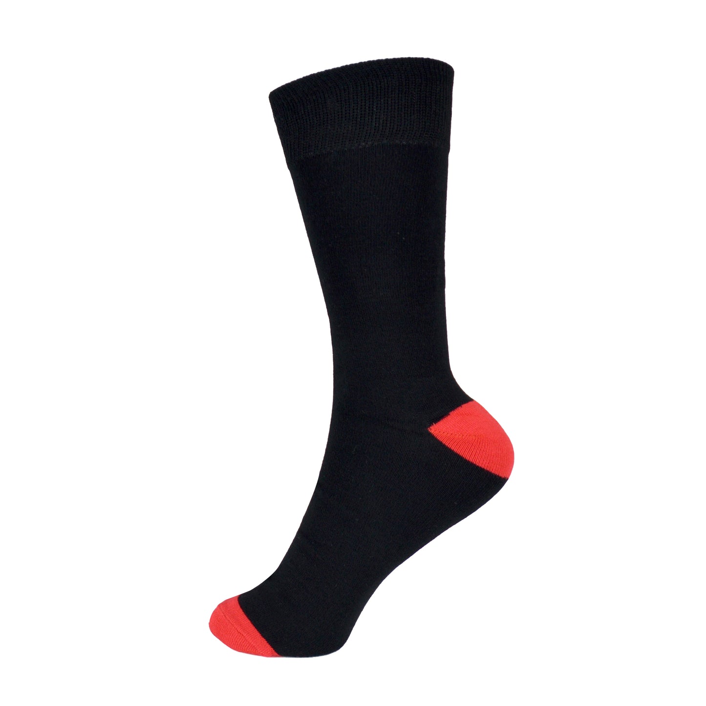 6 Pairs Men's Black Bamboo Socks with Coloured Heels and Toes