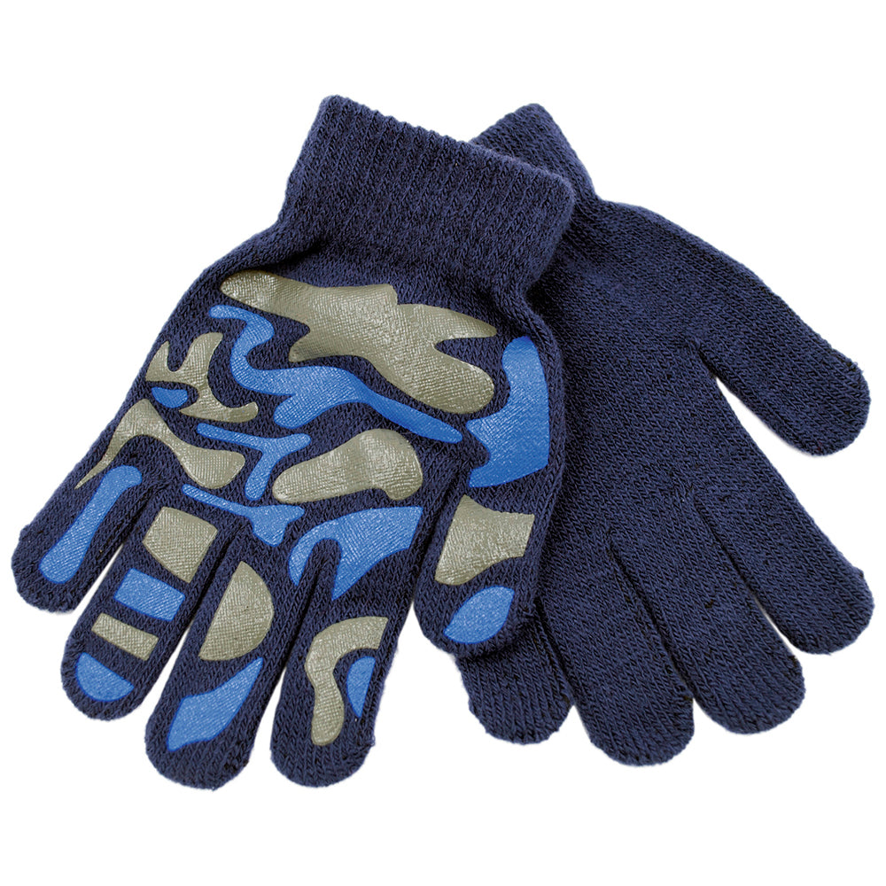 Boys 3 Pack Magic Stretch Gloves Gripper Winter Camo Football Warm