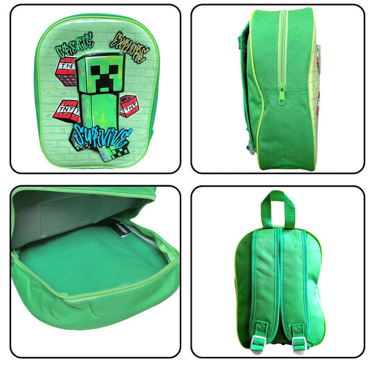 Minecraft Creeper 3D Kids Backpack – School, Travel & Everyday Rucksack