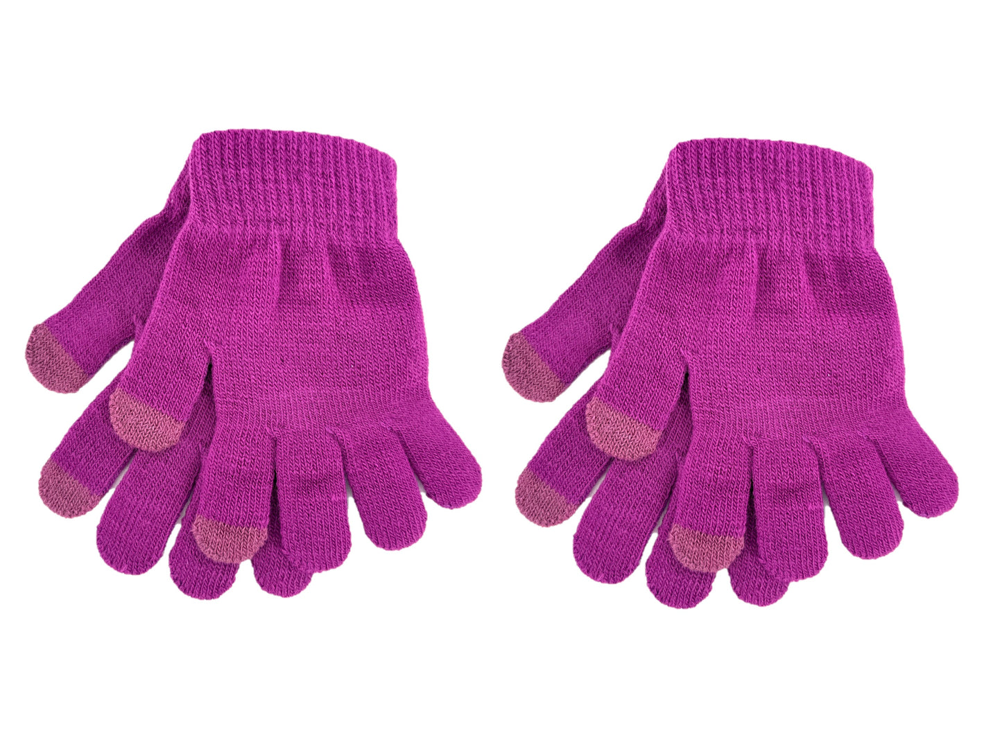 2 Pairs Children's Touchscreen Knitted Winter Gloves - Various Colours