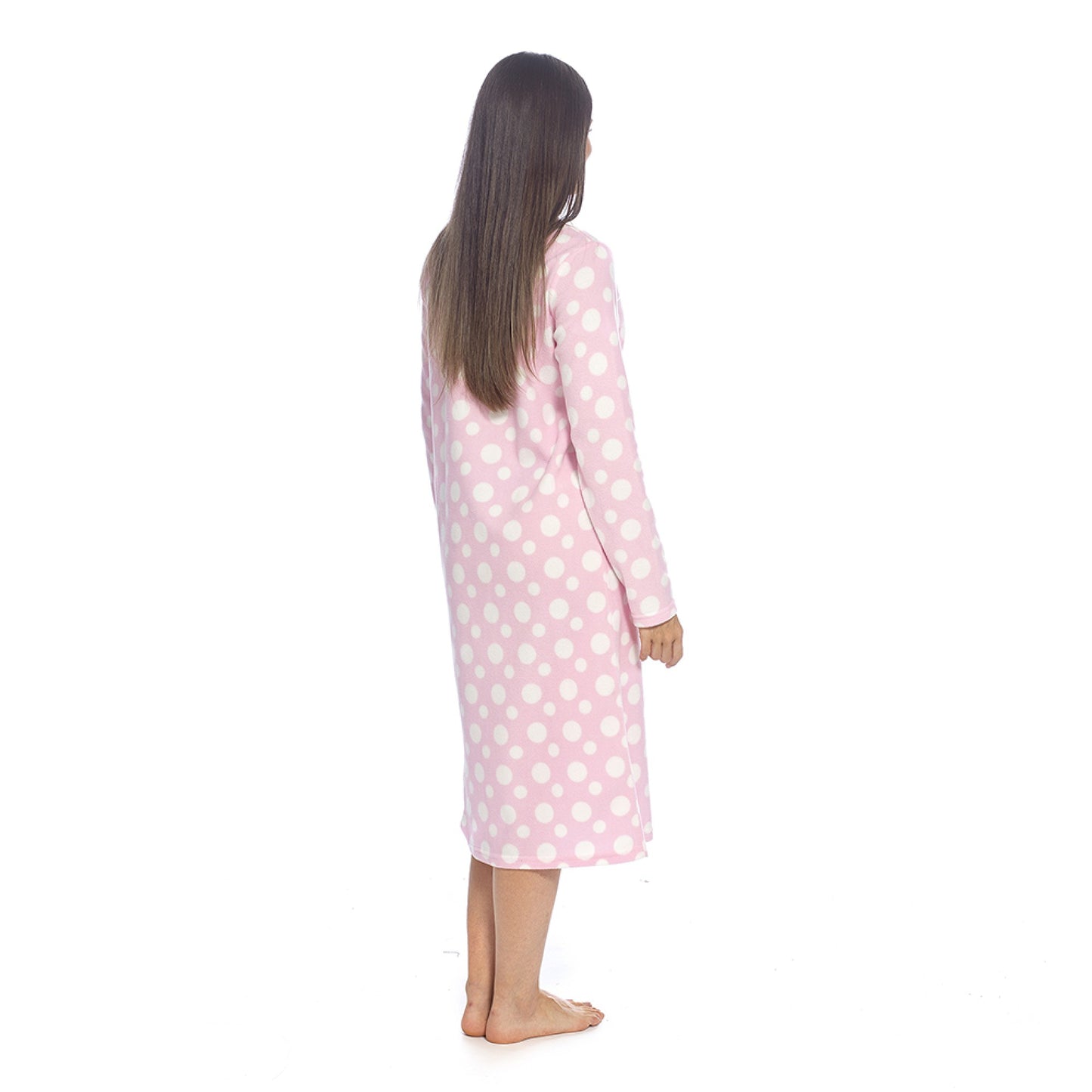 Ladies Fleece Nightie Longer Length Warm Nightdress Lounger with Kangaroo Pocket