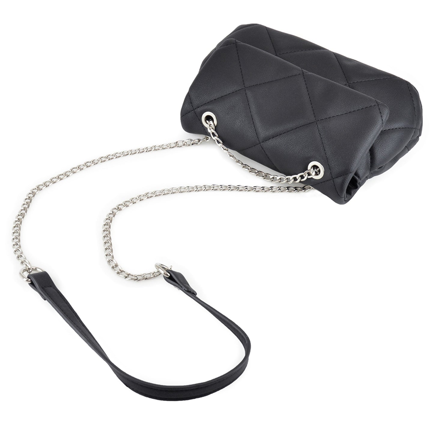 Ladies Versatile Black Quilted Cross Body Bag with Adjustable Chain Strap