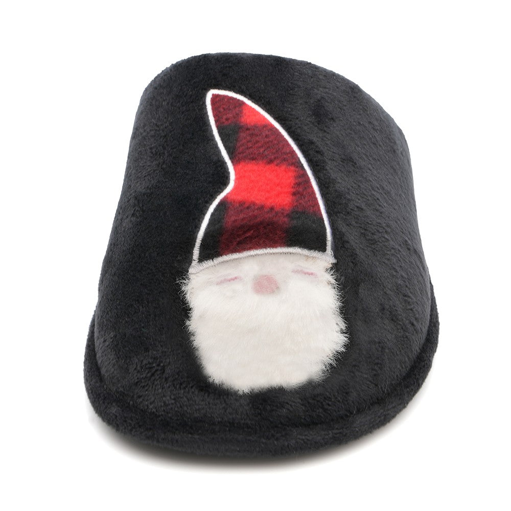 Mens Black Gonk Mule Slippers Plush Tartan Fleece Non Slip Sole Christmas Gift