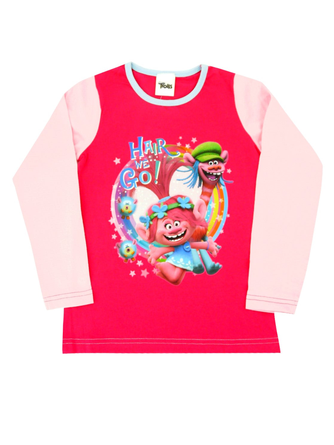 Trolls Girls Pyjamas 9-10 Years | 100% Cotton Jersey | Long Sleeve Top & Pants