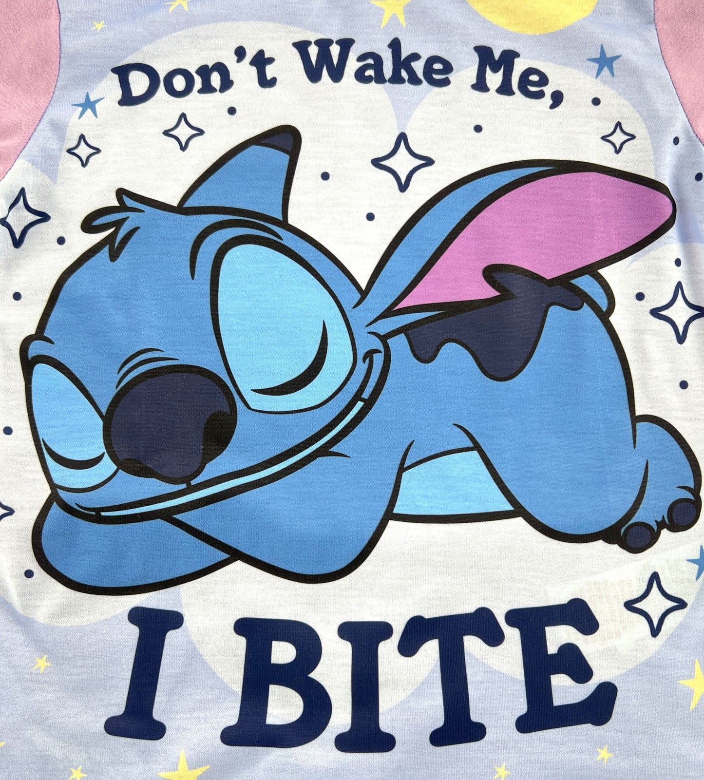 Disney Stitch Girls Pyjamas Set – Don’t Wake Me I Bite, Ages 5-12 Years