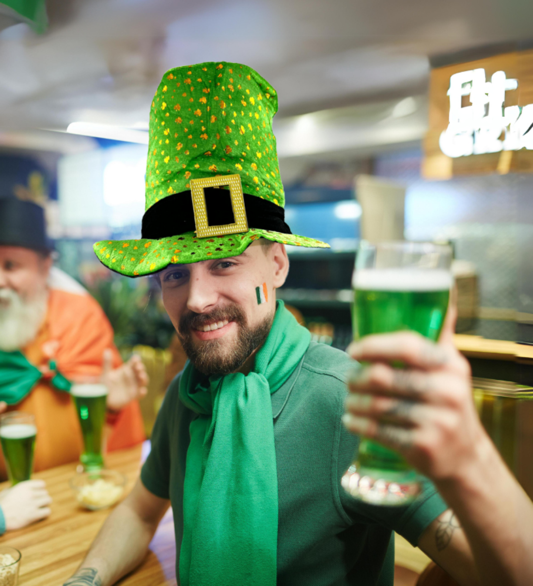 Irish Novelty Topper Hat, Shamrocks,St Patricks Day, Stag Party, Cricket
