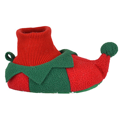 Baby Elf  Slippers Red and Green Fleece Christmas Booties