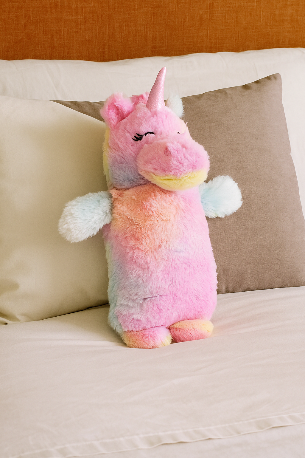 Unicorn Hot Water Bottle with Super Soft Plush Cover – 750ml Cute Rainbow Design, Cuddly Fluffy Unicorn Toy for Kids & Adults, Pain & Stress Relief