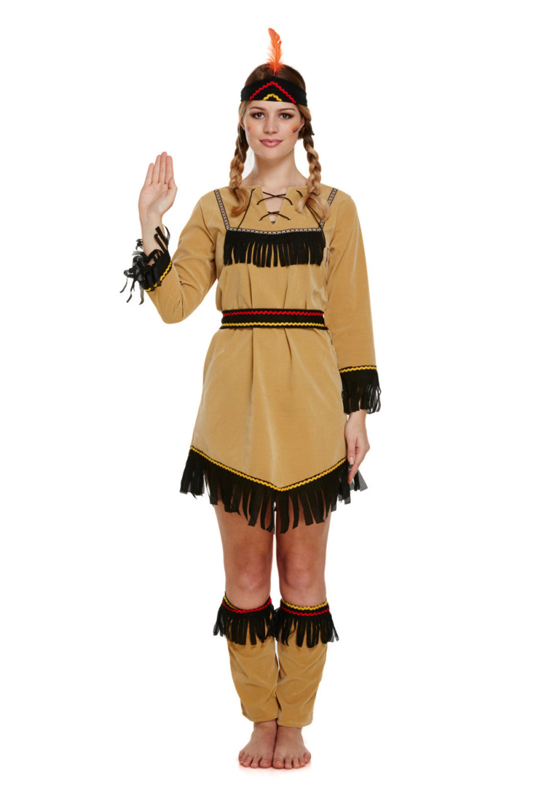 Deluxe American Indian Woman Adult Fancy Dress Costume  (One Size)