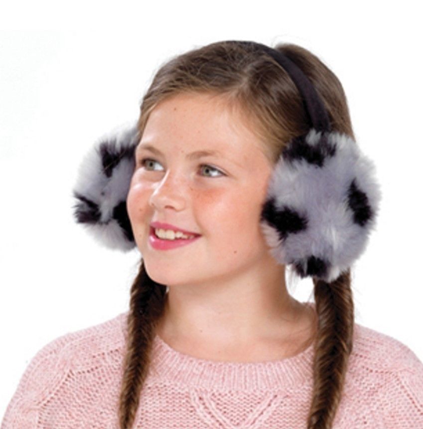 Girls Fluffy Faux Fur Earmuffs – Winter Ear Warmers, Pink or Grey, Up to 12 Yrs