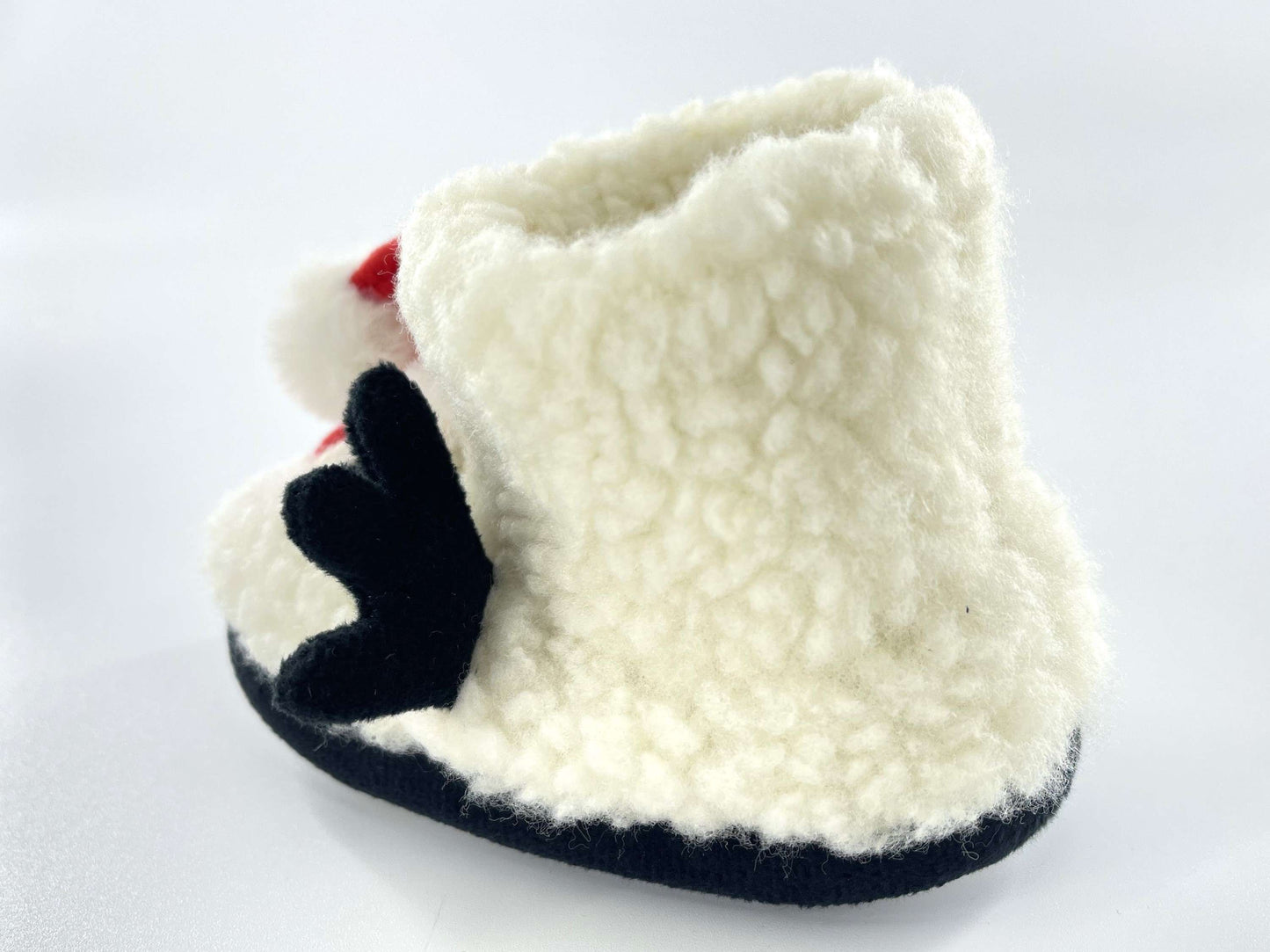 Toddler Christmas Slippers Boys Girls Rudolph with Santa Hat Design Faux Sheepskin