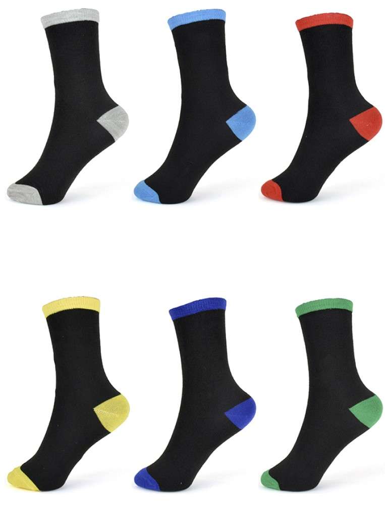 6 Pairs Boys Black & Multicoloured Ankle Socks