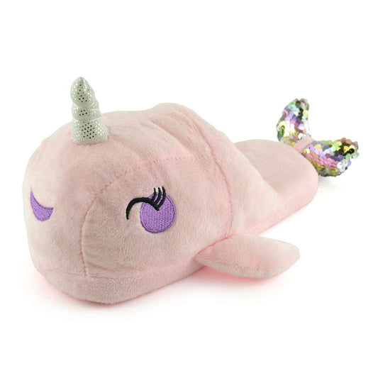 Ladies 3D Plush Novelty Narwhal Mule Slippers