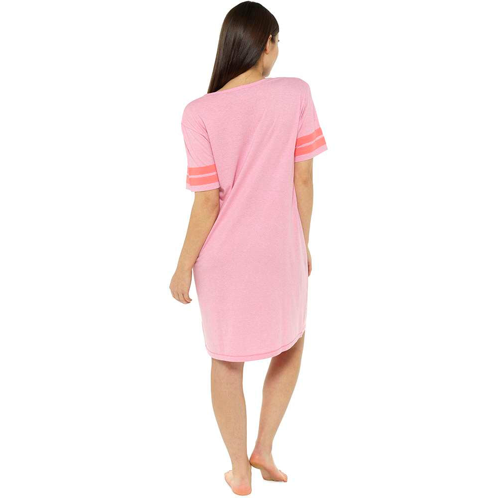 Ladies "I only Love My Bed and My Dog, I’m Sorry" Pink Short Sleeve Varsity Lightweight Nightie