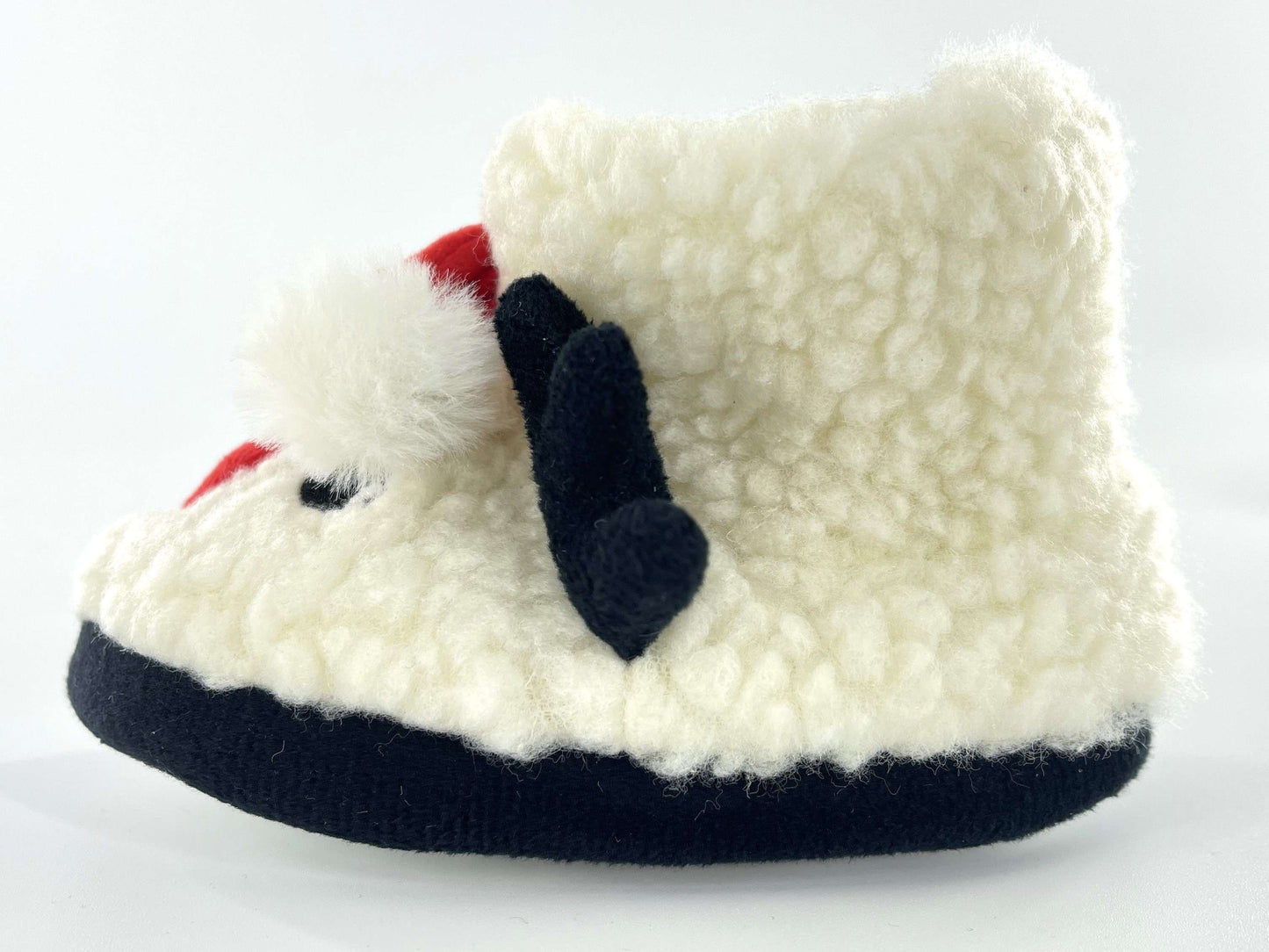 Toddler Christmas Slippers Boys Girls Rudolph with Santa Hat Design Faux Sheepskin