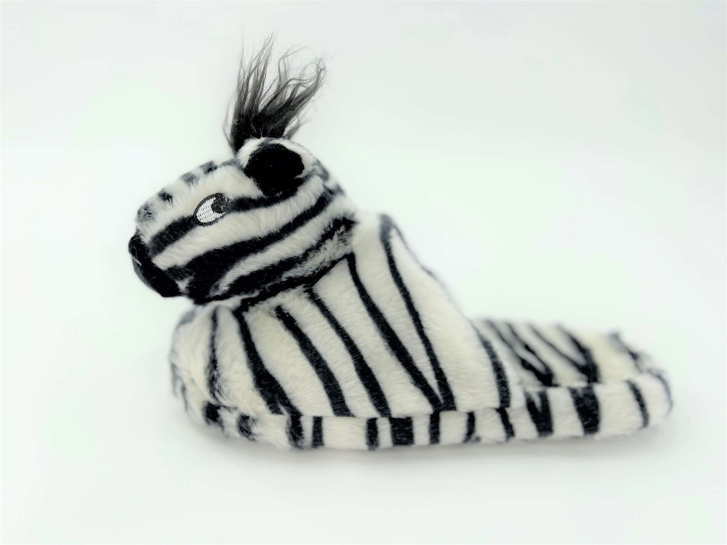 Ladies Plush 3D Zebra Novelty Slip On Mule Slippers