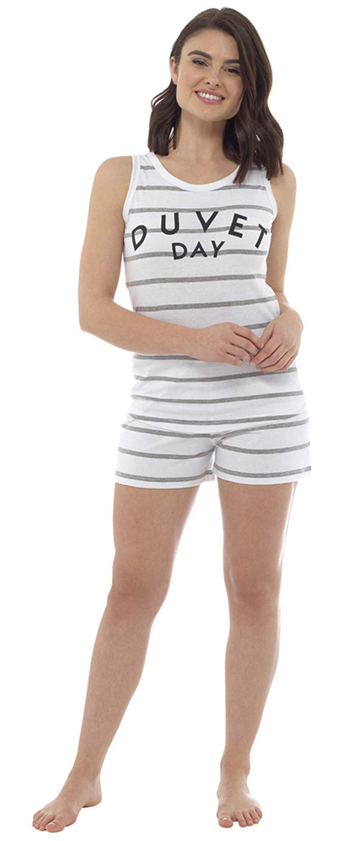 Ladies "Fun Slogan" Striped Shortie Pyjamas