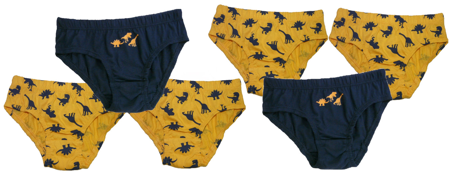 Boys 6 Pack Dinosaur Cotton Underpants Briefs