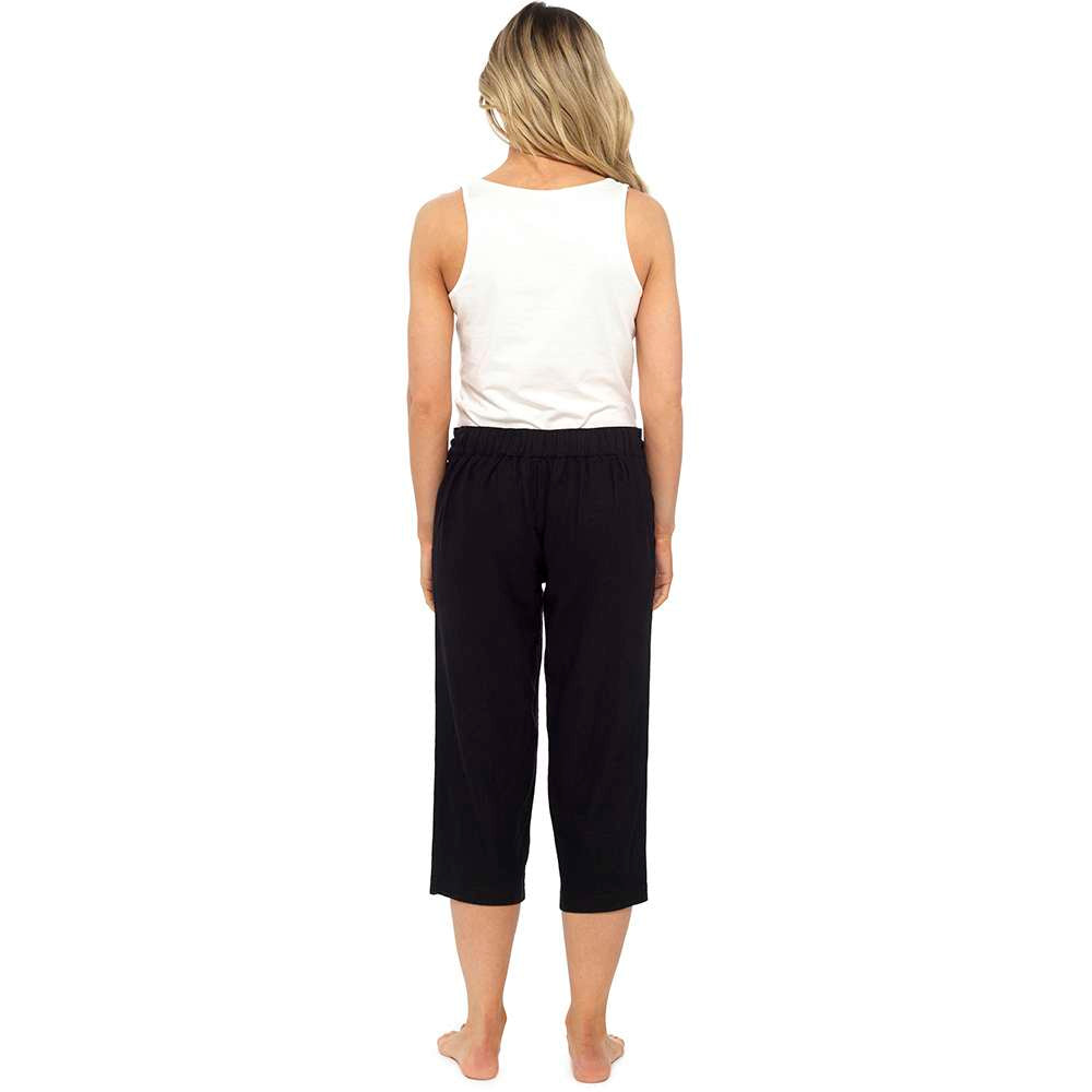 Ladies Linen 100% Cotton Three Quarter Trouser Womens Cropped Capri Shorts  Pants | eBay
