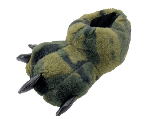 Novelty 3D Claw Boys Camo Pattern Faux Fur Slippers
