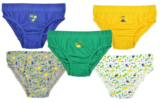 5 pairs Boys Dinosaur Patterned Cotton Brief Underpants