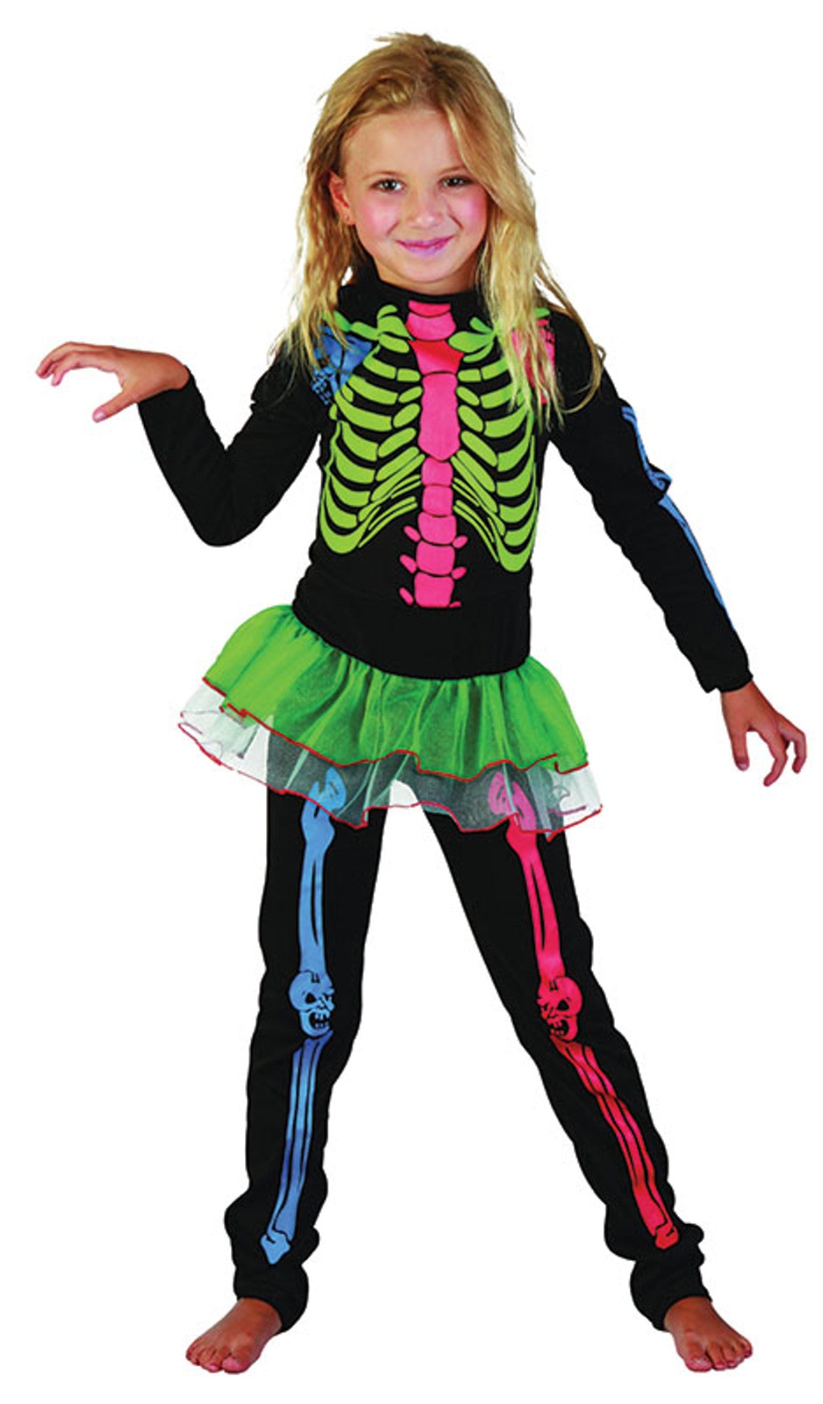 Skeleton Halloween Girl Fancy Dress Costume 4-12
