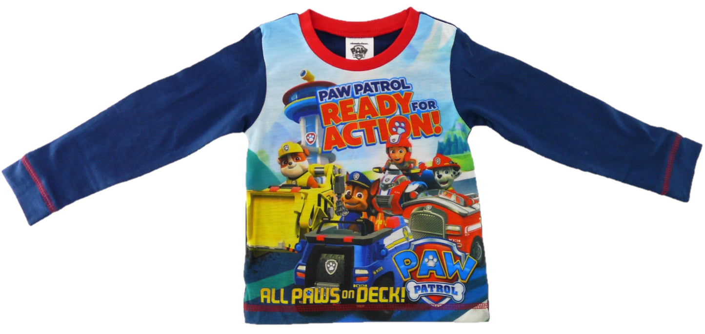 Paw Patrol Ready for Action Boys Blue Pyjamas Featuring Chase, Marshall, Rubble and Alex